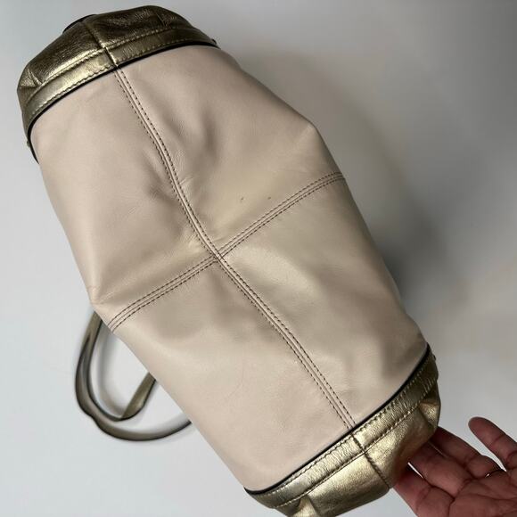 Coach Alexandra Tote Cream Leather with Gold Trim Purse Shoulder Bag Shopper - Picture 5 of 13